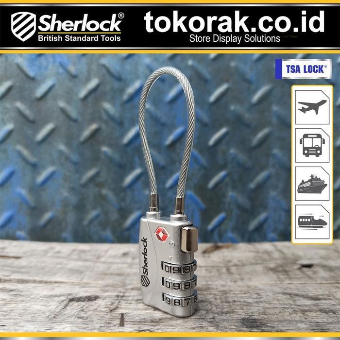 SHERLOCK GEMBOK TSA TALI SILVER SHERLOCK GEMBOK KOPER KABEL SLINK BRASS PADLOCK