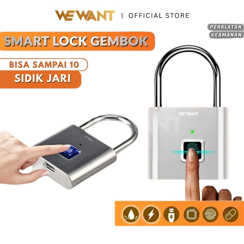 WEWANT Gembok Fingerprint Kunci Koper Pagar Pintu Anti Maling