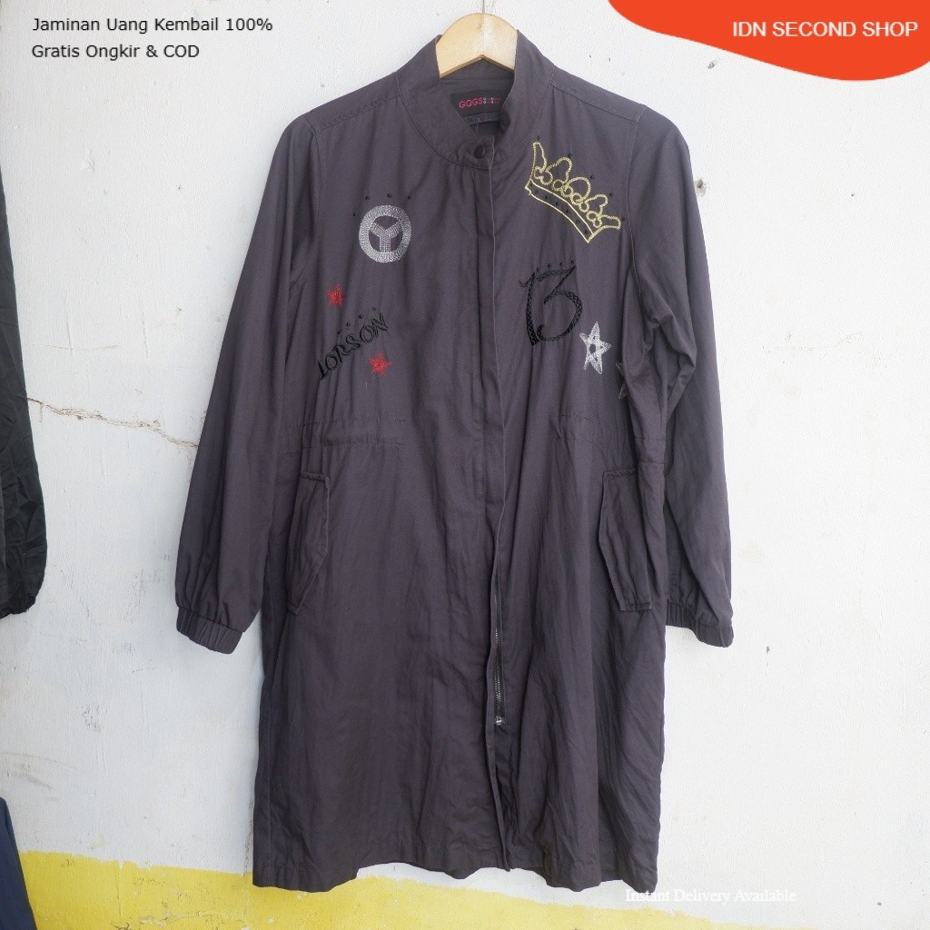 GQGS Mid-Weight Longline Trench Coat - Duster Jacket (Size L) - Preloved