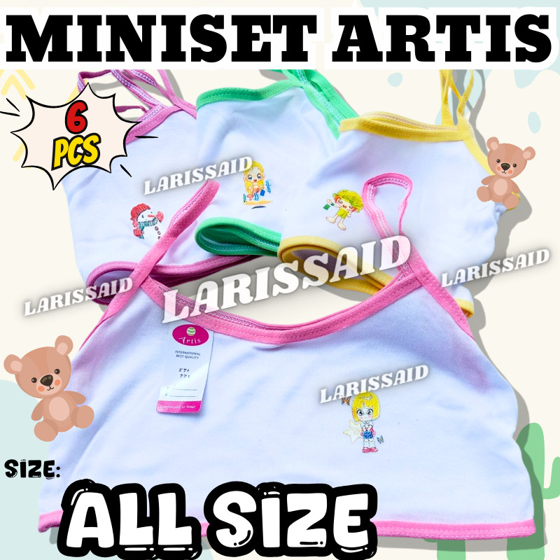 Miniset Anak Perempuan Mini Set Anak SD Miniset Remaja Polos Katun Tali Kecil Set Isi 6 Pcs