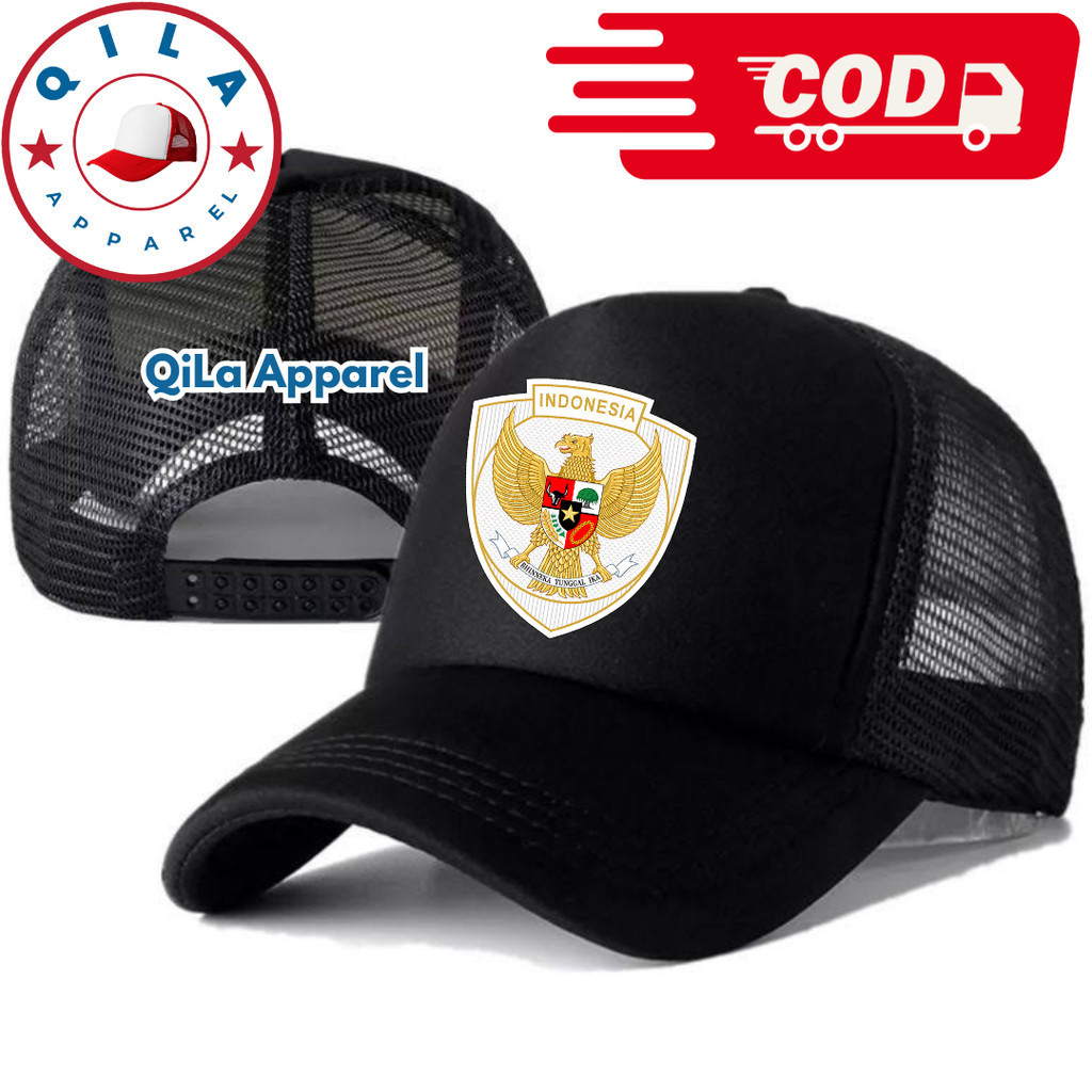 Topi Trucker TIMNAS INDONESIA - Topi Distro TIMNAS INDONESIA Logo - Topi GARUDA INDONESIA Premium - 