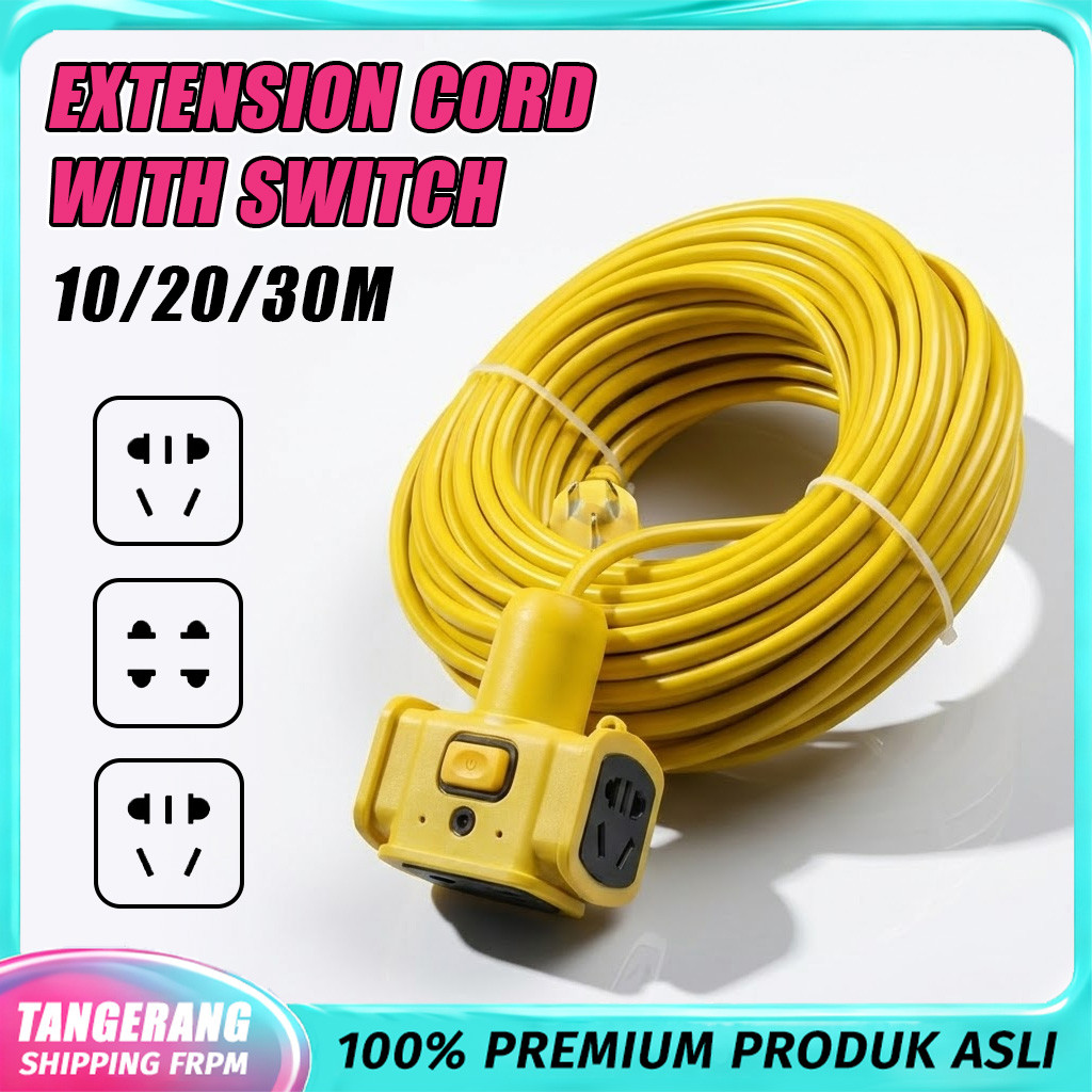 Kabel Sambungan Listrik Panjang 5M 10M 20M 30M Colokan Multi Fungsi Terminal Stop Kontak Kuat Awet C