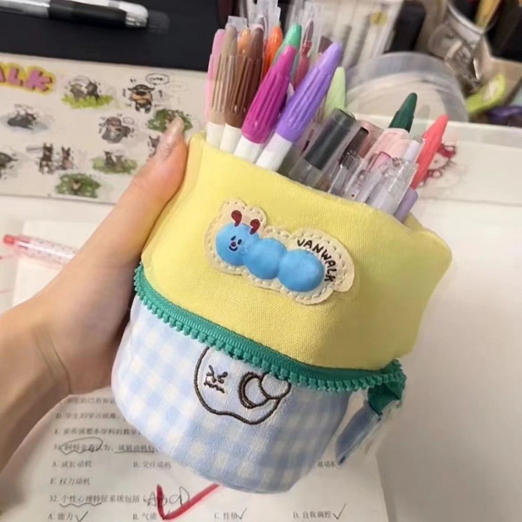 COD Tempat Pensil Bisa Dilipat Pena Tas pulpen lucu Tas Pulpen Korea Tempat Pulpen Tiga Pencil Case 