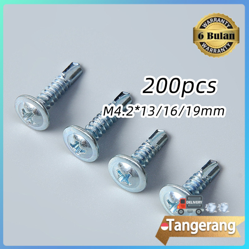 200pcs Sekrup Roofing SDS /Sekrup Rofing Truss Head / SDS Truss Head 13mm / 16mm / 19mm
