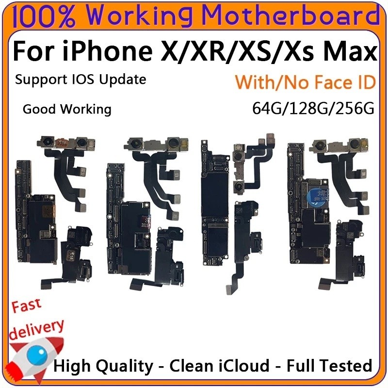 100% Working Unlocked Motherboard For iPhone X / Xr / Xs Max With Face ID Clean iCloud Logic Board S
