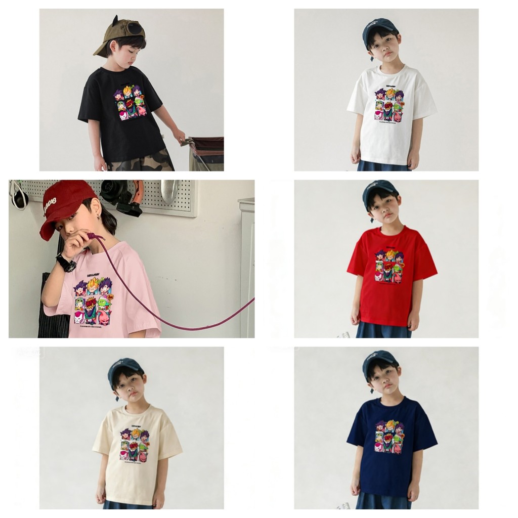 Cetakan yang lucu|2-12 Tahun|Kaos anak perempuan|Perasaan jalanan Amerika retro Dragon Ball anime Go