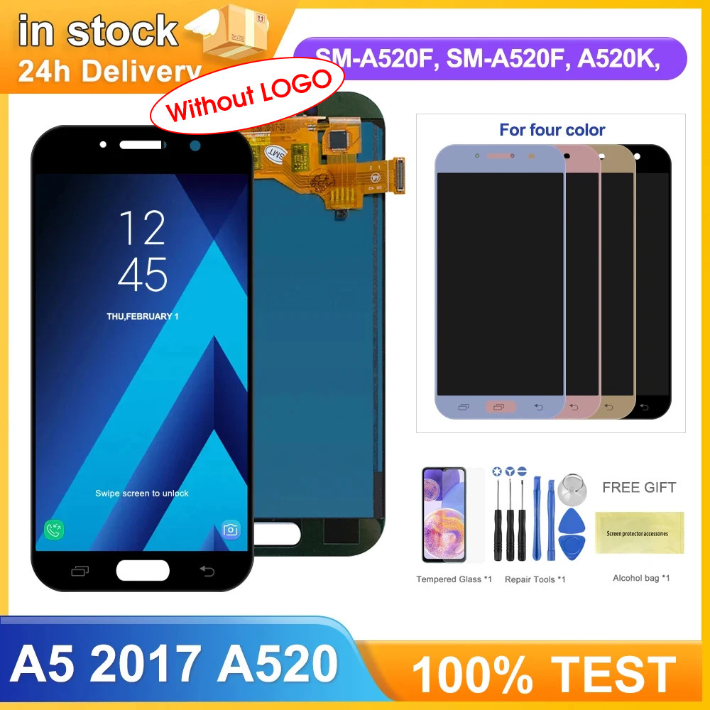 A520 splay Screen for Samsung Galaxy A5 2017 A520 A520F A520F/DS Lcd splay Touch Screen gitizer Repl