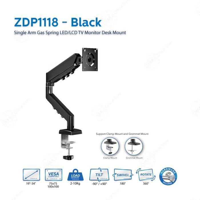 Bracket TV Monitor LED LCD Gas Spring OXIMUS ZDP1118 1118 Tilt Swivel - OXIMUS ZDP1118 HItam