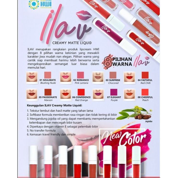 ILAV HWI Original Lipmatte 8 Warna -  Lipstik Halal - BPOM