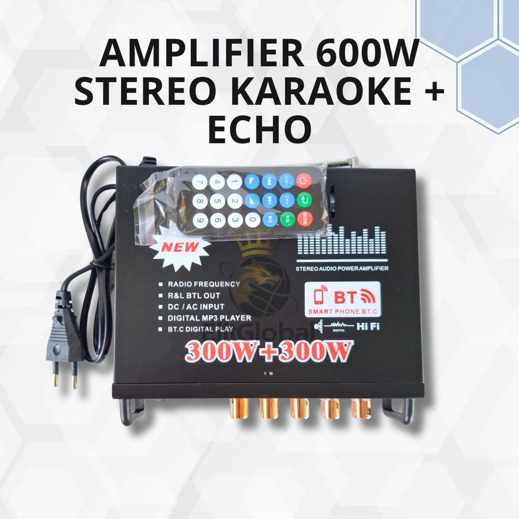 Amplifier Audio Stereo Ampli Karaoke 600W 198 HiFi FM Radio Bluetooth