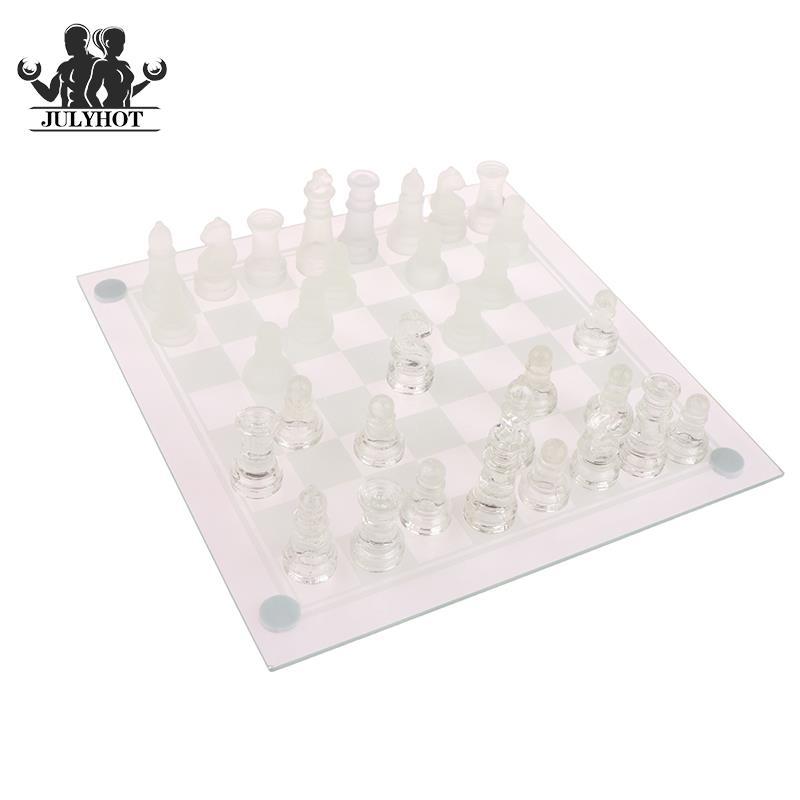 Antibroken Chess Set Craft Luxury Crystal Glass Acrylic Chess Board Elegant Glass Chess Pieces Board