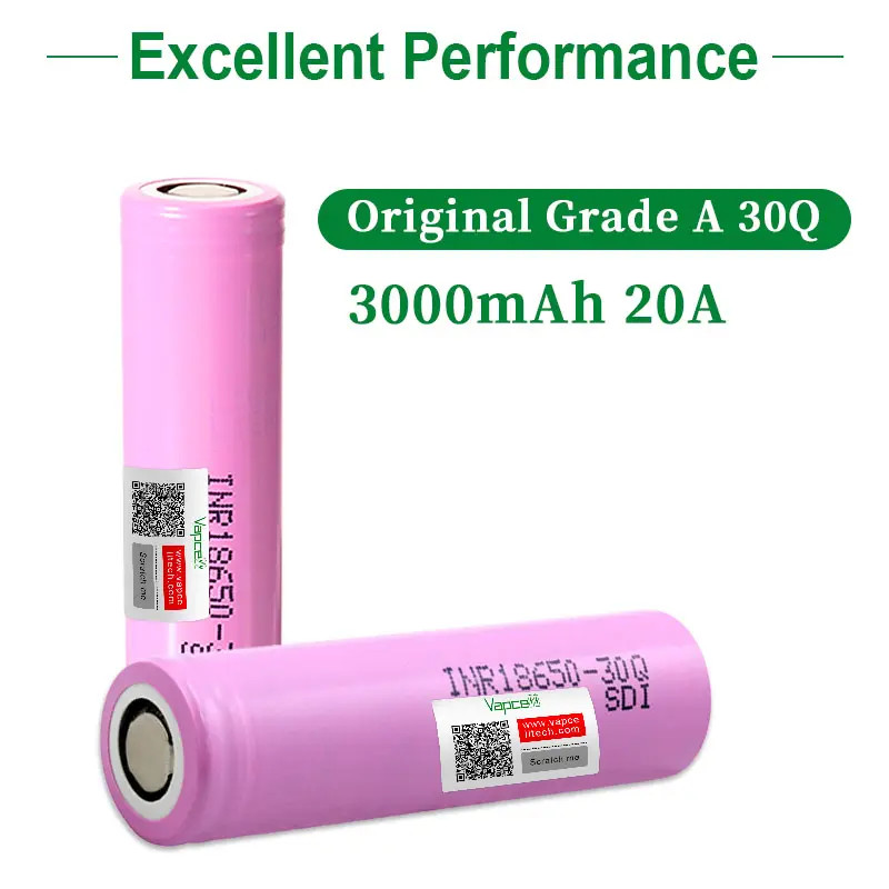 1-10pcs Grade A Vapcell 30Q INR 18650 3000mAh 20A 3.7V lithium battery reargeable high-power 18650 C
