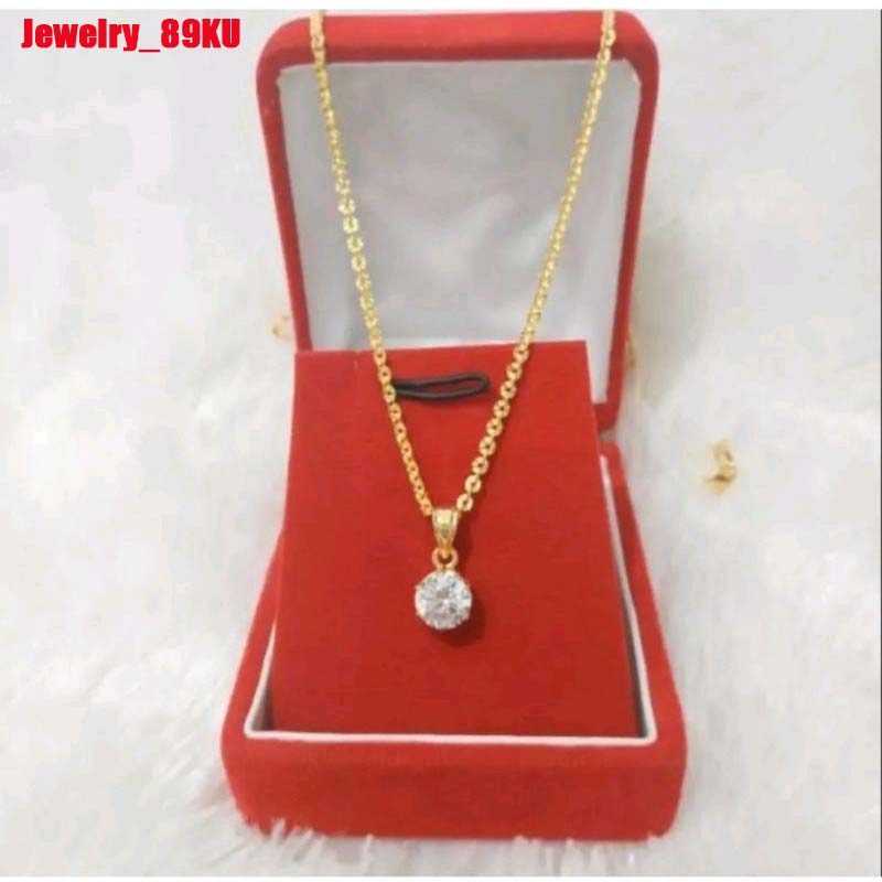 Kalung Nuri 45cm Emas muda Asli 24k Kadar 19,8 Liontin Mata Satu 7gram Kadar 700 ada surat gratis do