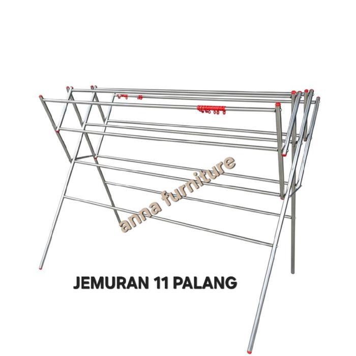 Takashimoerah Jemuran Pipa Stainless Steel 180cm PALANG 9 & 11 Bonus Canteran Hanger Diameter 26mm B