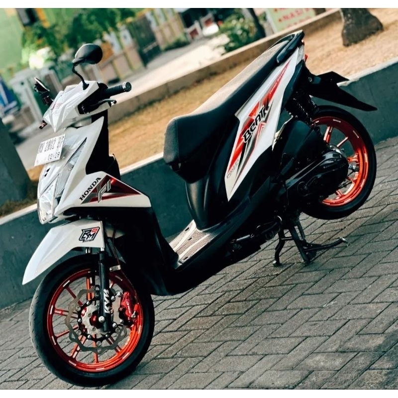 Striping lis sticker standar ORI honda beat fi 2015 2016 putih merah stiker beat 2015 2016 putih mer
