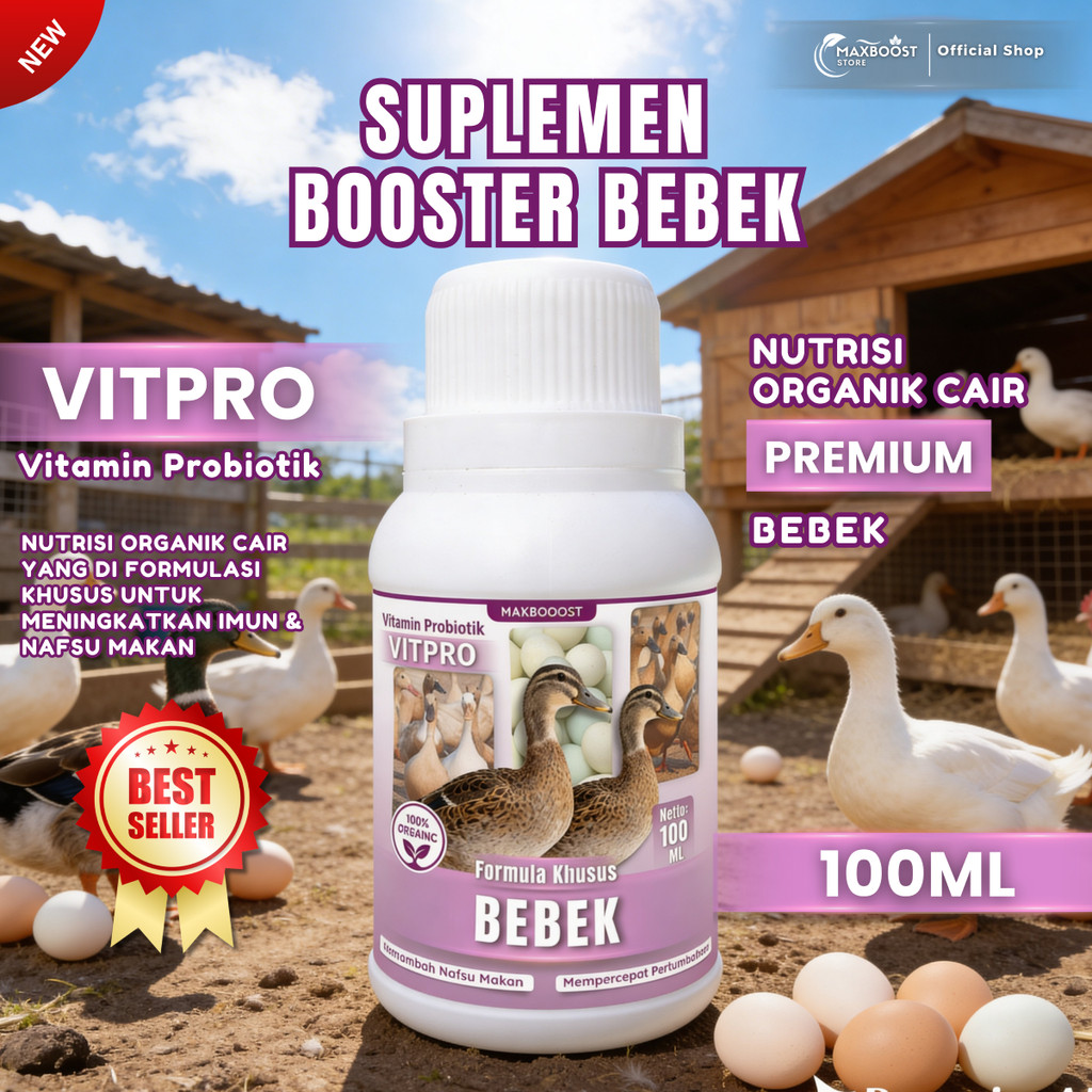 VITPRO BEBEK | Suplemen Booster Pertumbuhan | Bebek Cepat Besar, Sehat & Panen Optimal Vitpro Vitami