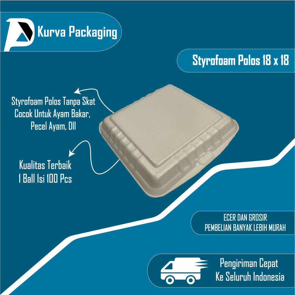 STYROFOAM BOX NASI 18 X 18 / STYROFOAM POLOS / LUNCH BOX