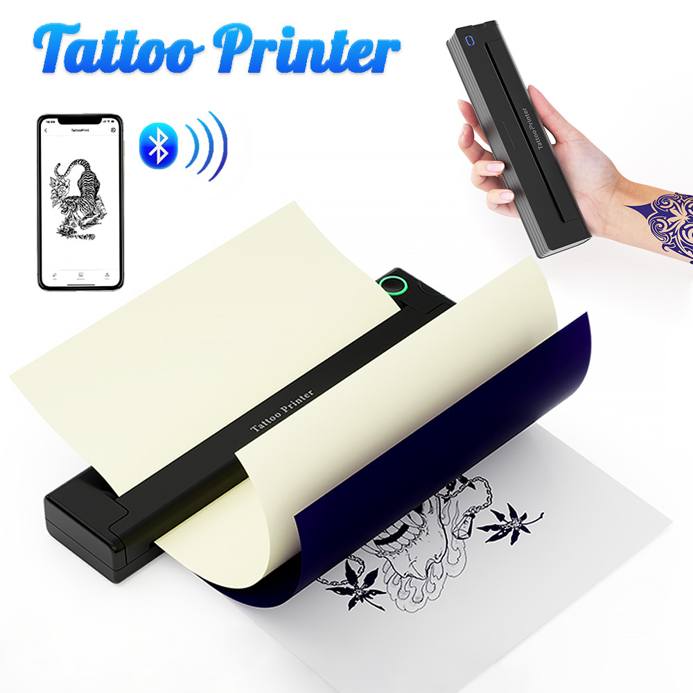 Luckjingle Mini Portable A4 Printer Thermal Tattoo Printer Bluetooth Tattoo Stencil Printer Document