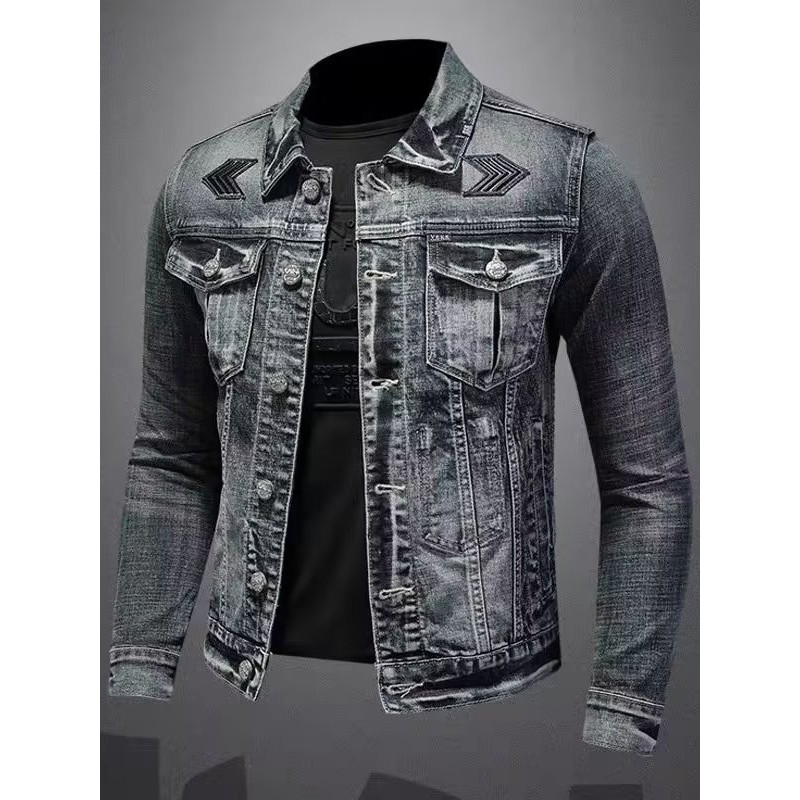 Jaket Denim Slim Fit Pria untuk Kerja dan Santai