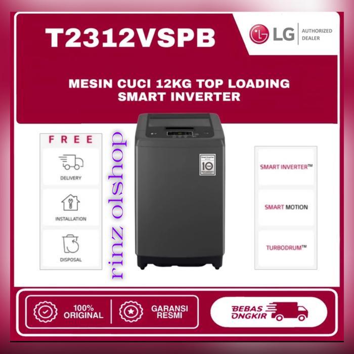 MESIN CUCI LG T2312VSPB TOP LOADING 12 KG SMART INVERTER TURBO DRUM 12