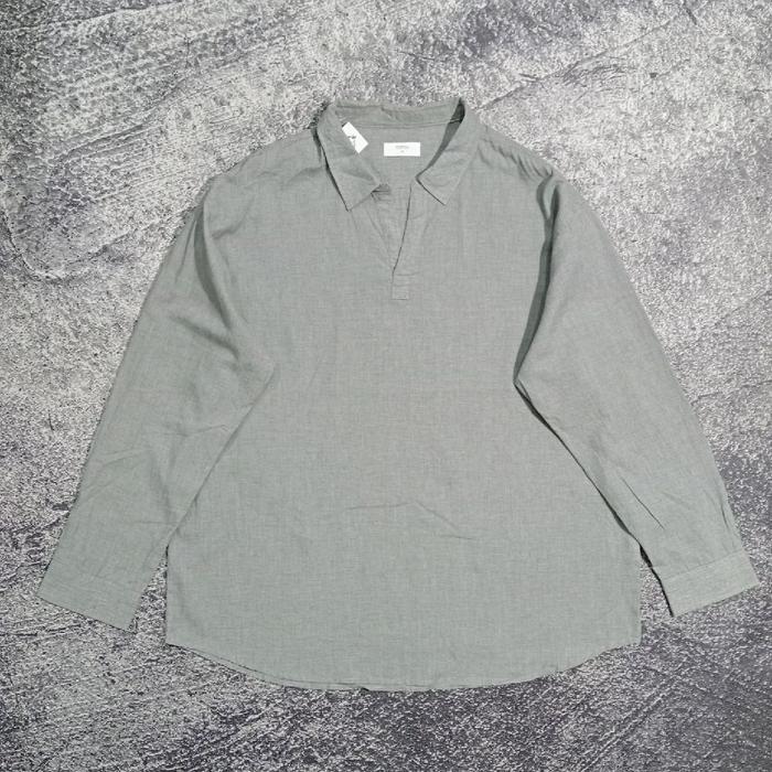 Kemeja Koko lengan panjang TOPTEN abu basic polos casual murah size xxl