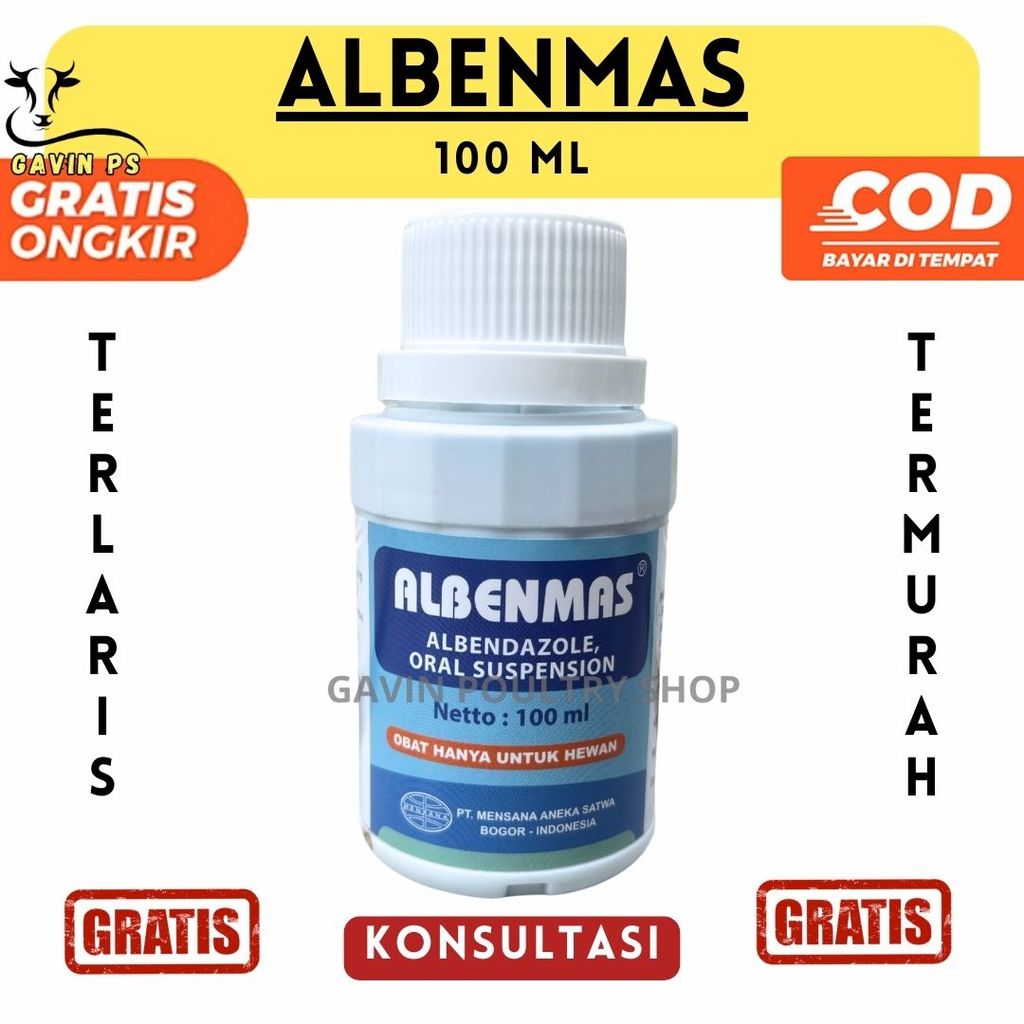 ALBENMAS 100 ml - Obat Cacing HEWAN Larva Telur Cacing Cacing Pita Hati Unggas Sapi Domba MENSANA