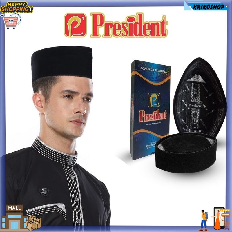 Songkok Peci President AC original 100% kopiah polos hitam peci president
