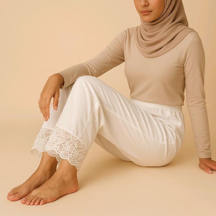 Kulot Katun Panjang Renda Bawahan Wanita JADECLOVER - Hitam, L