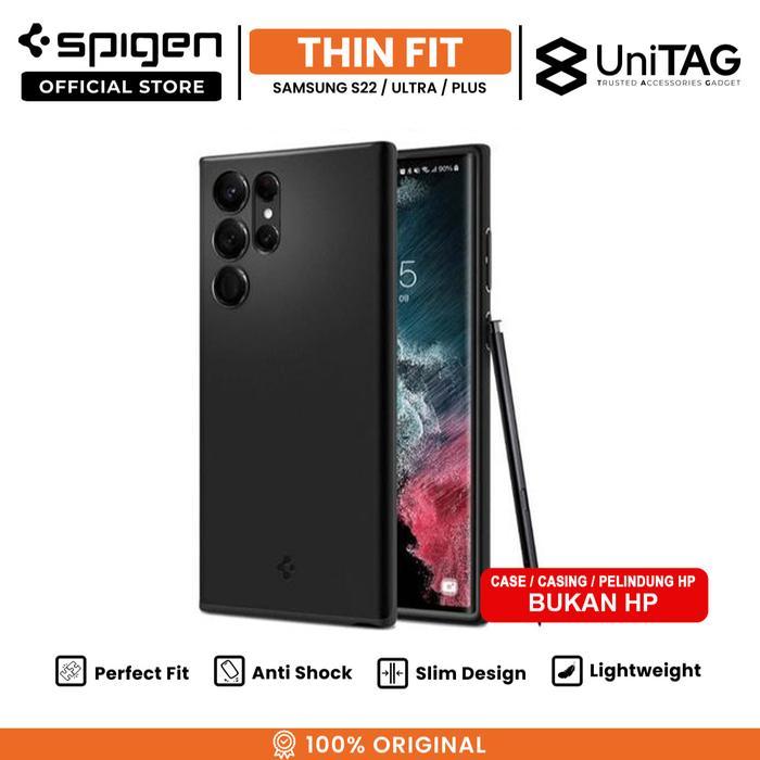 SPIGEN Case For Samsung Galaxy S22 Ultra Plus Thin Fit Hybrid Slim Casing - Black, S22 Ultra
