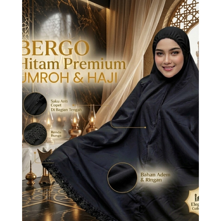 Bergo Umroh Haji TERLARIS Bergo Putih Tulang Khusus Umroh - Material Anti-Trawang Grade A.