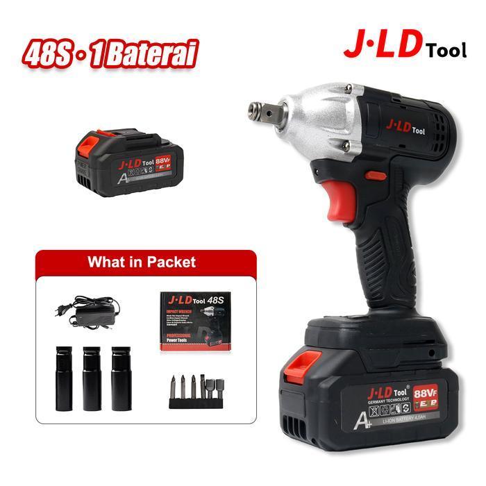 JLD Cordless Impact Wrench 48S,brushless impact baterai,350N.M impact pembuka baut,88V impact batera