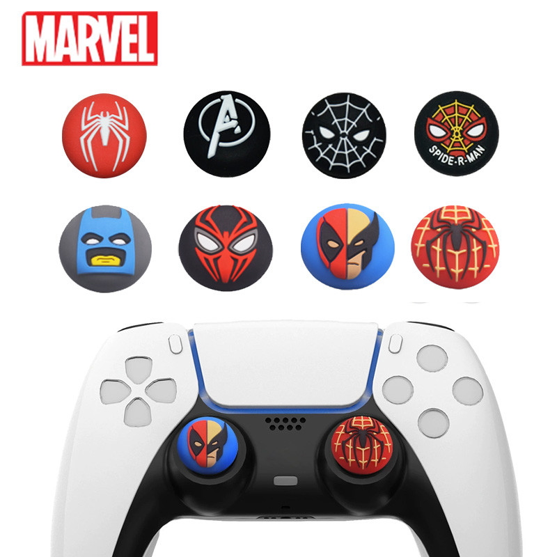 2pcs/set  SpiderMan Deadpool Thumb Grip Cap Cover for Playstation PS5 PS4 Xbox Series Game Joystick 