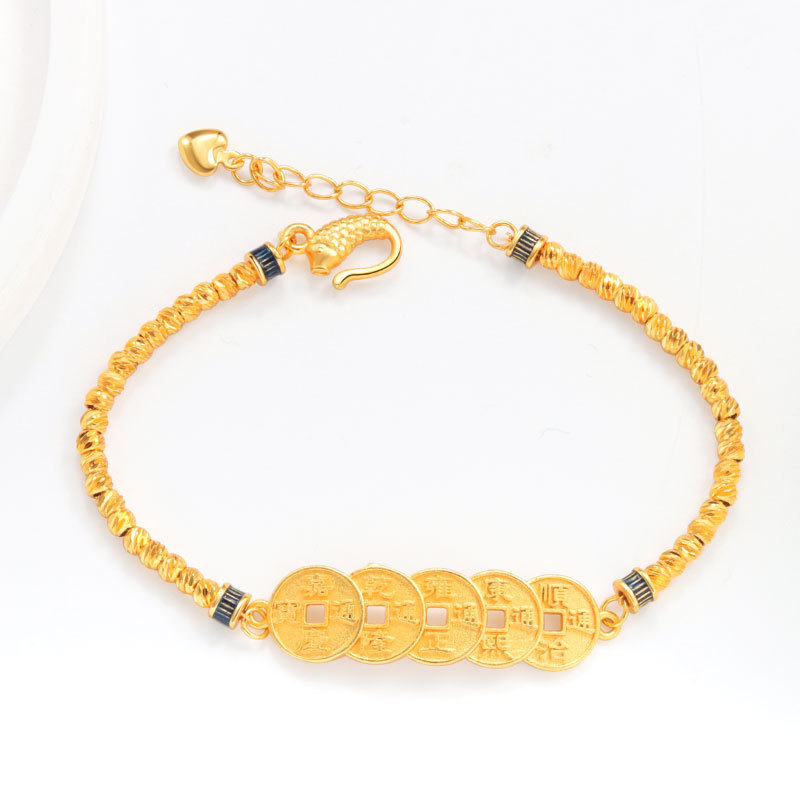 Musim semi dan musim panas emas baru lima koin kaisar gelang anyaman emas rusak tali tangan berliku 
