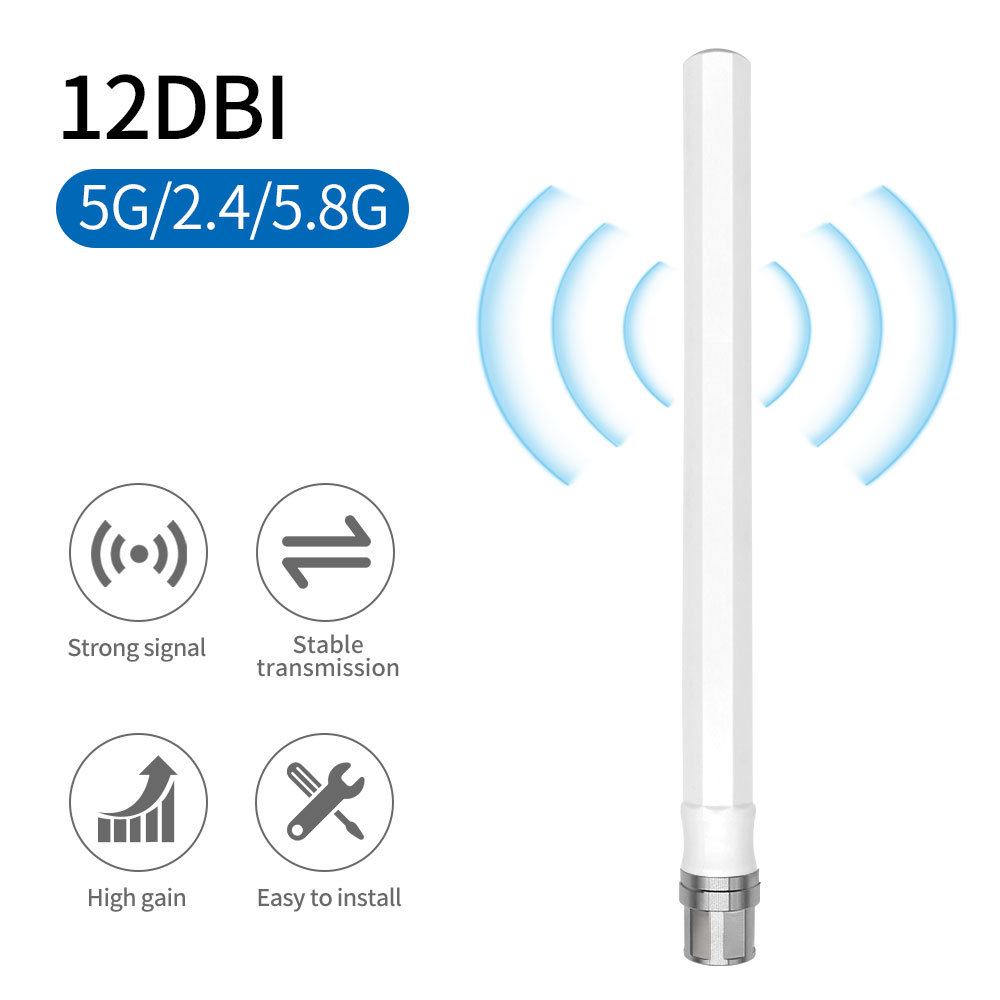 5G Helium Fiberglass Antenna High Gain 12dbi Omni 2.4G 5.8G Outdoor Waterproof Aerial   Wireless Rec
