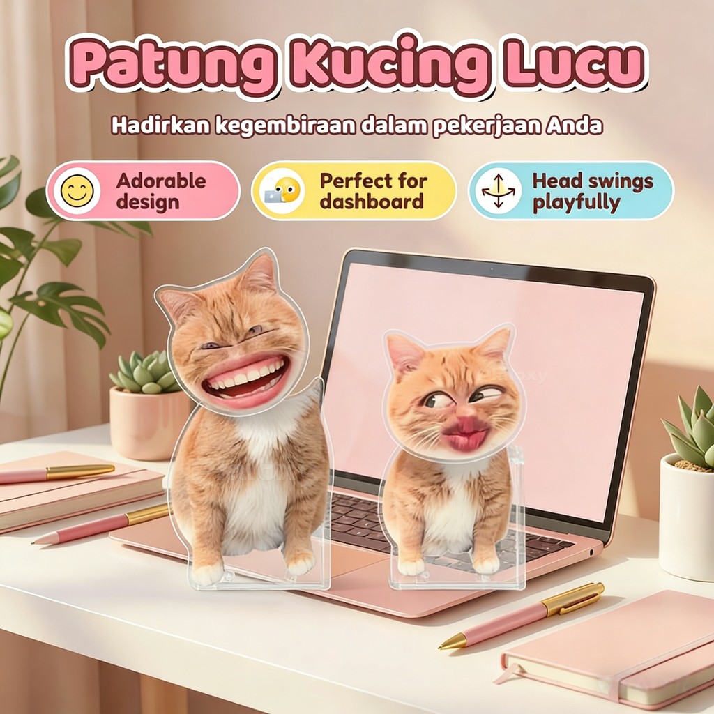 Hiasan Meja Dan Mobil/Hiasan Mobil Kepala Goyang Kucing/Hiasan Mobil Kreatif Diy/Standee Kepala Goya