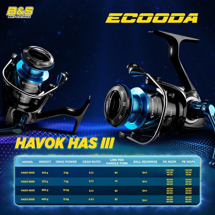 ECOODA HAS III 3000 Series Spinning Fishing Reel Saltwater Fishing Reel Bait  Big Drag Power Spinnin