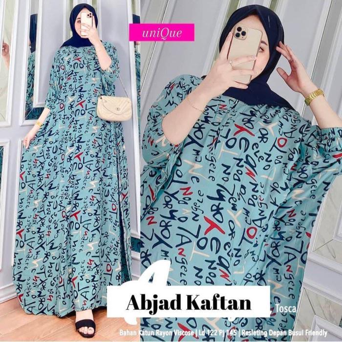 Exclusive Sale (Bisa COD) Gamis kaftan abjad pakaian wanita jumbo mewah terlaris paling dicari busui