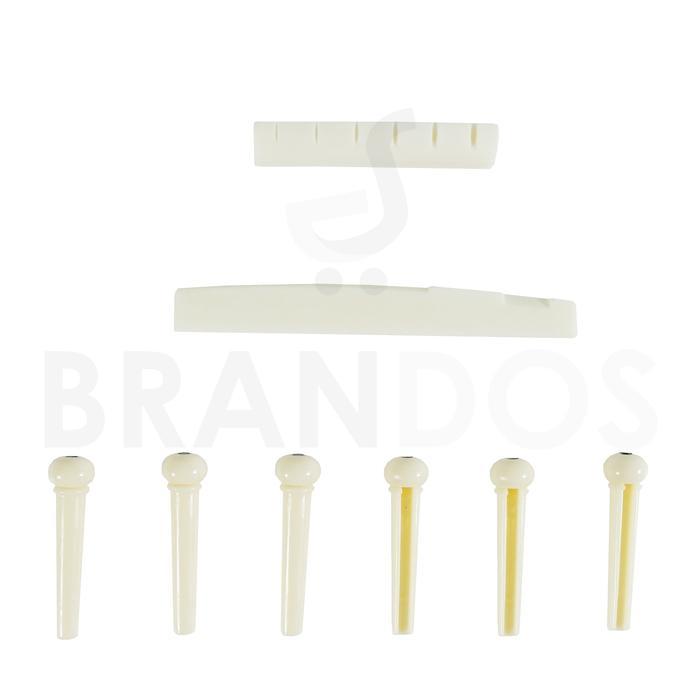 Nut + Saddle Bridge + Pin ABS (6 pcs) Tulang Sapi Gitar Akustik PUTIH - Gitar Akustik