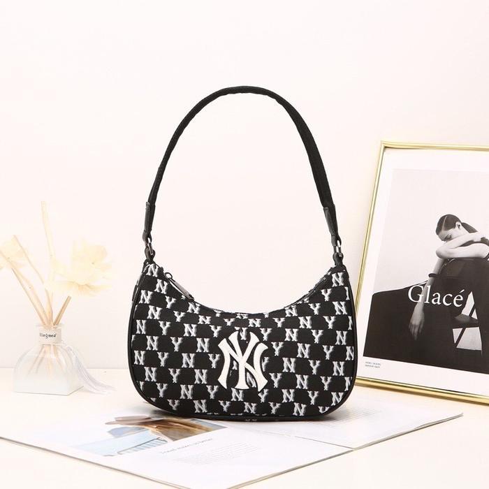 Tas MLB Monogram Ny Jacquard Hobo Bag armpit Clip bag 100% ORIGINAL - Black