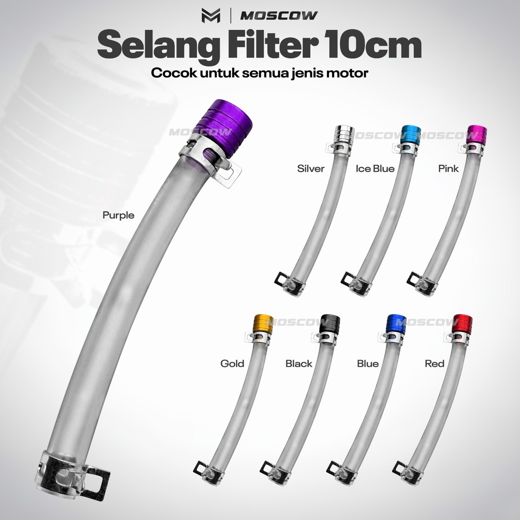 Tube Drain Selang Pembuangan Filter Motor Beat Karbu Panjang 10cm CNC Warna Selang Tempat Pembuangan