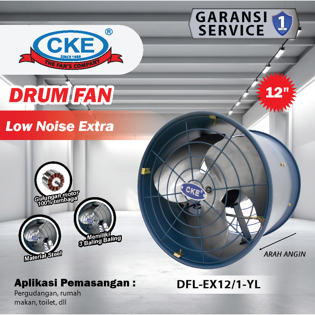 CKE Drum Fan 12 Inch Extra Low Noise Axial Fan
