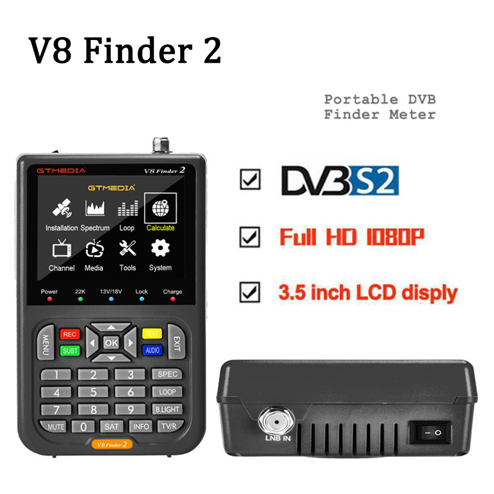 Hot V8 Finder 2 Satellite Finder Meter DVB-S/S2/S2X 3.5 In LCD splay 1080P,Type C Port Satfinder VS 