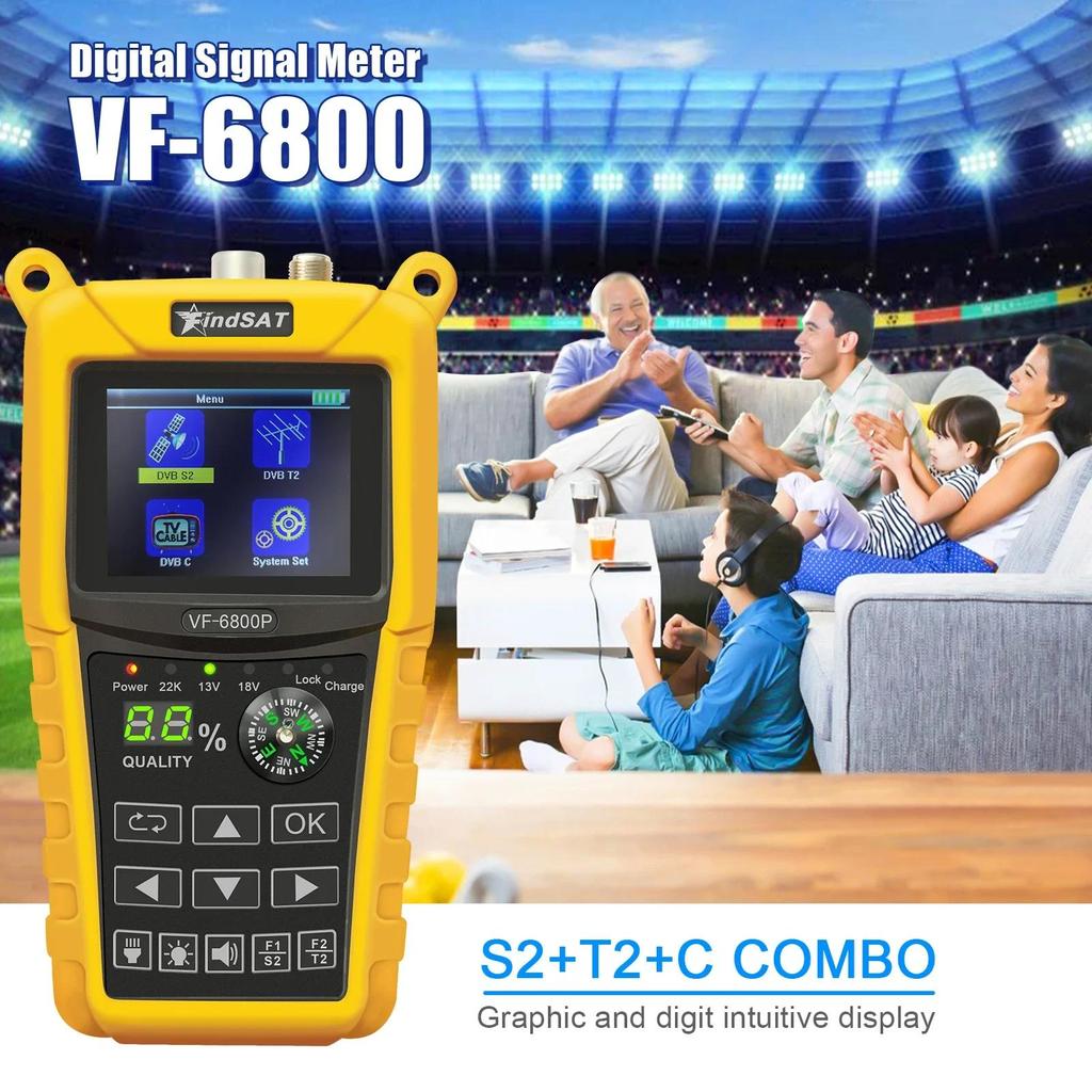 VF-6800P HD gital Satellite Finder Combo Support DVB-T2/DVB S2/DVB C Sat Finder Meter For Satellite 