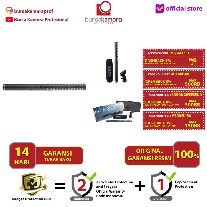 Rode NTG2 / NTG 2 Shotgun Microphone Original RESMI