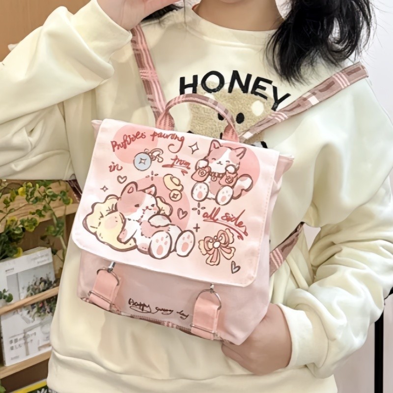 [COD]Tas Ransel Wanita Lucu/Tas Sekolah Anak Perempuan Smp/Tas Pink Anak Anak Kucing Mini/Tas Sekola