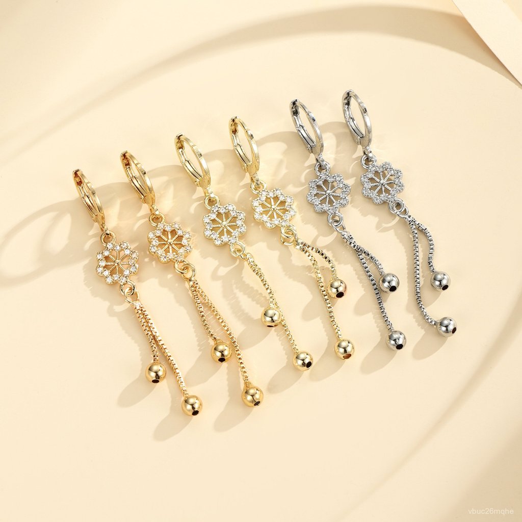 Anting Rumbai Panjang Anting Wanita Anting Wanita Mewah Dilapisi Emas 14K