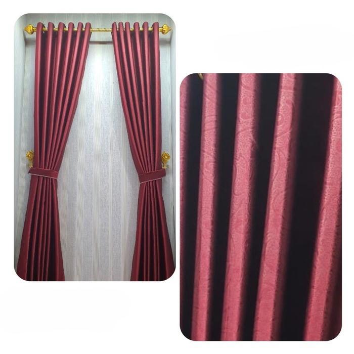 dijual_Gorden Blackout Minimalis Polos Glossy Emboss Import Jendela Kain gorden  blackout Curtain - 