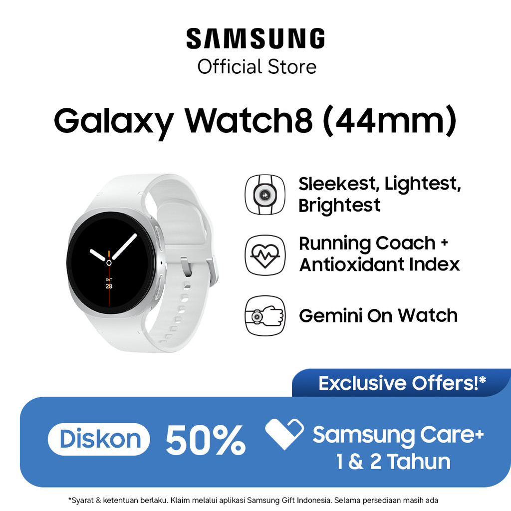 Samsung Galaxy Watch8 44mm - Silver | Bluetooth | Smart watch AI | Prosesor 3nm | Sleep Coaching