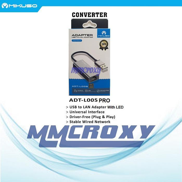 Mikuso ADT-L005 USB to LAN Adapter With LED 100MBps - ADT-L005 PRO