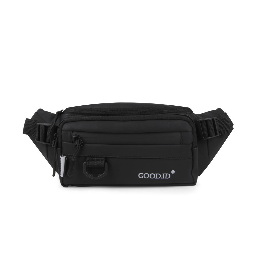 Tas Sling Bag Waterproof Pria Wanita – Tas Selempang Hitam Premium Anti Air Banyak Kantong Slingbag